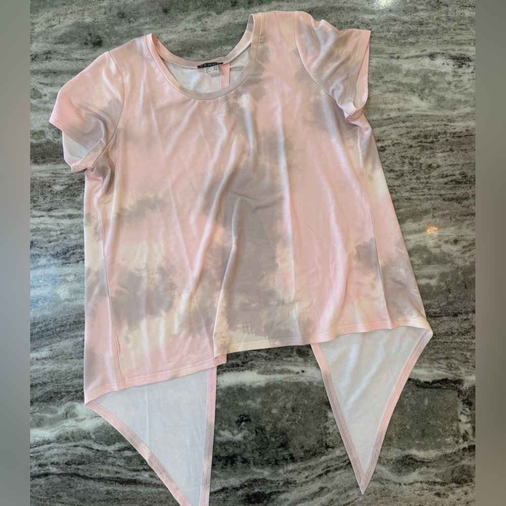 Stylish Pink Tie-Dye Short Sleeve Top